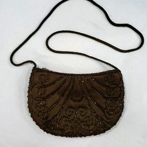 Vintage Satin Beaded Small Evening Bag